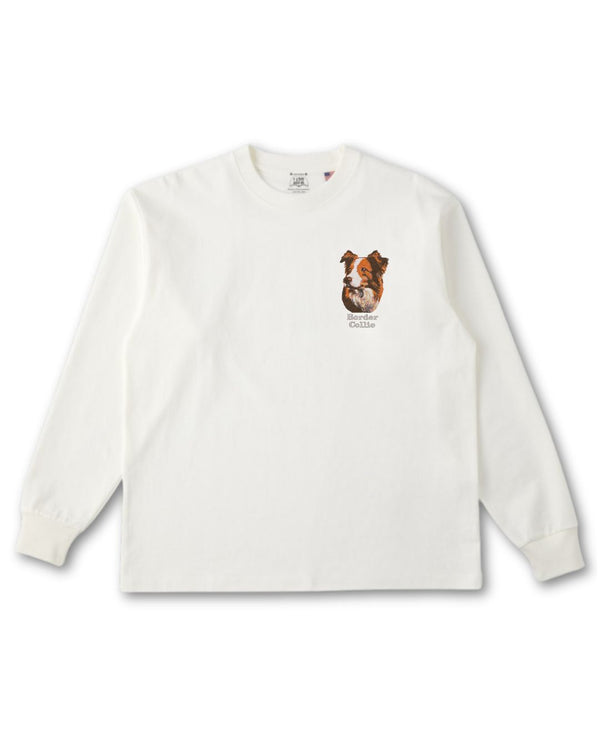 ボーダーコリー フェイス&ロゴ 刺繍 ロンT