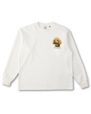 プードル フェイス&ロゴ 刺繍 ロンT