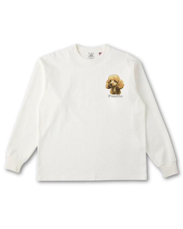 プードル フェイス&ロゴ 刺繍 ロンT