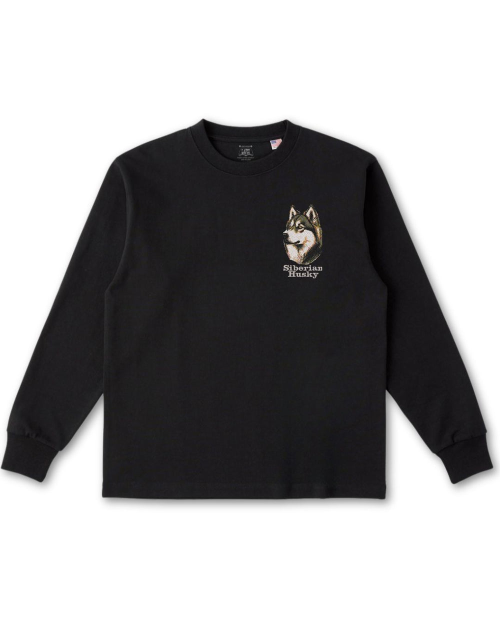 シベリアンハスキー フェイス&ロゴ 刺繍 ロンT