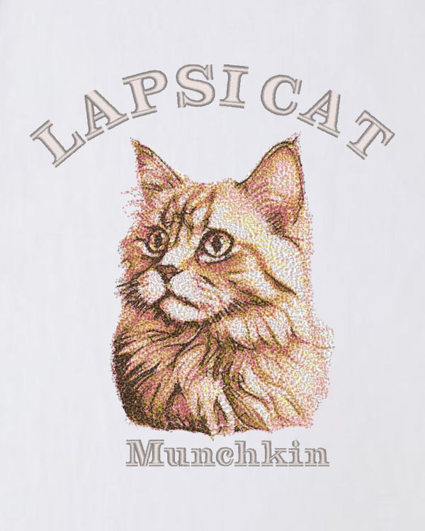 マンチカン ミディアム フェイス&サークルロゴ 刺繍 Tシャツ