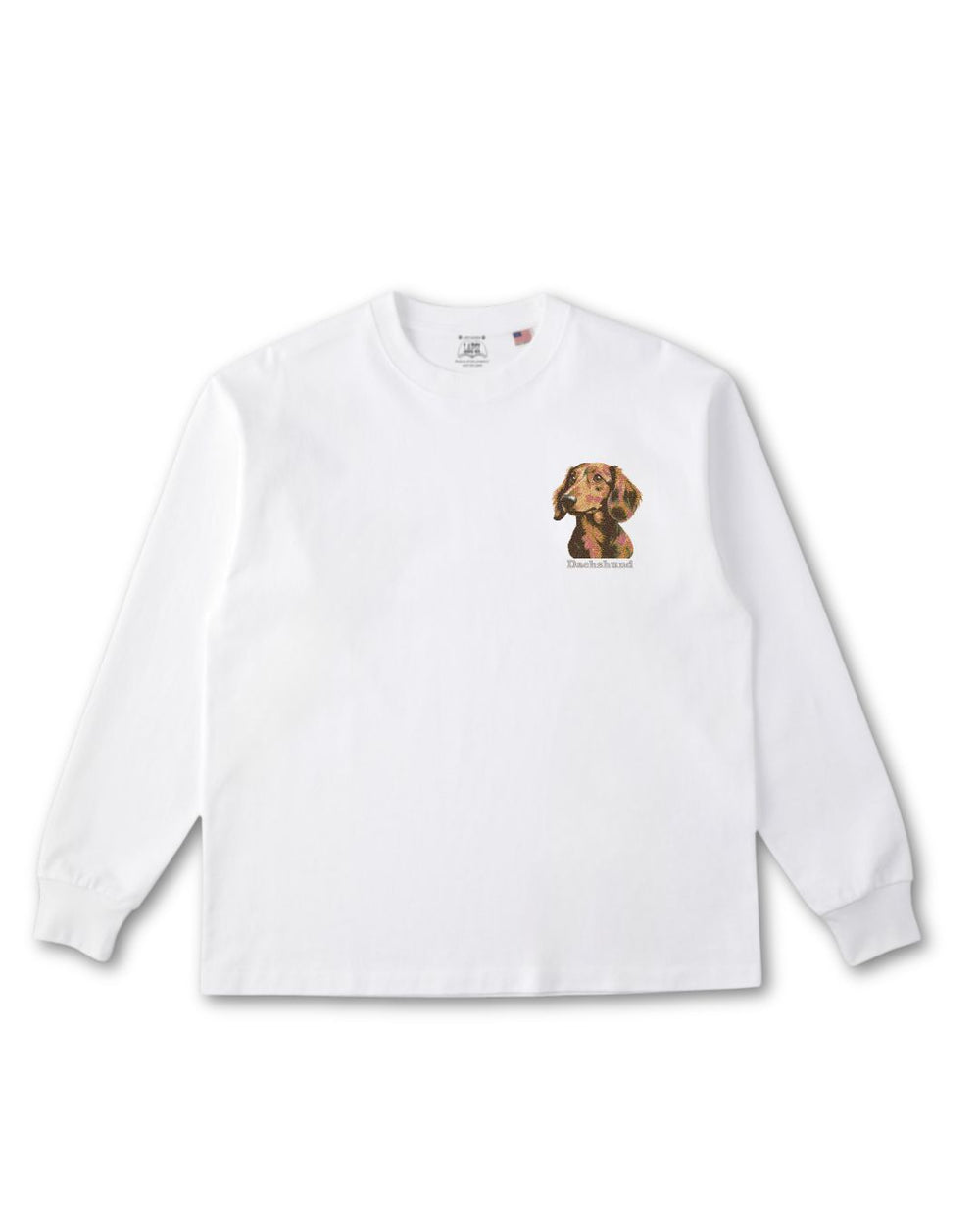 ダックスフンド フェイス&ロゴ 刺繍 ロンT