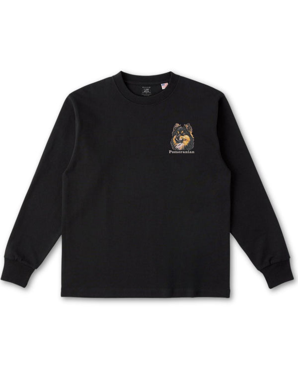 ポメラニアン フェイス&ロゴ 刺繍 ロンT