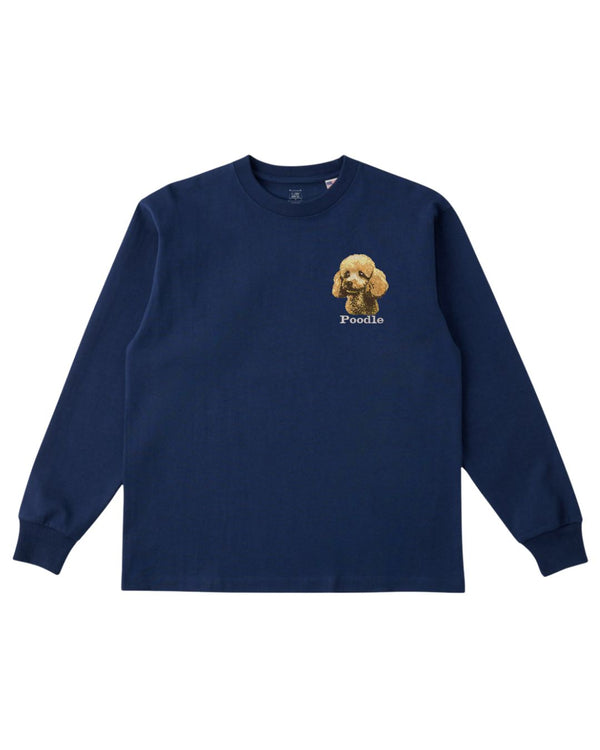 プードル フェイス&ロゴ 刺繍 ロンT
