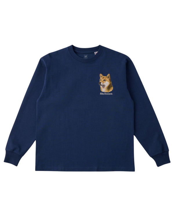 柴犬 フェイス&ロゴ 刺繍 ロンT