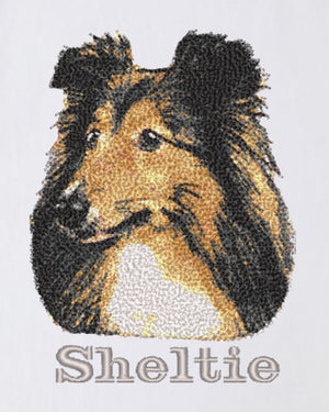 シェットランドシープドッグ フェイス&ロゴ 刺繍 Tシャツ