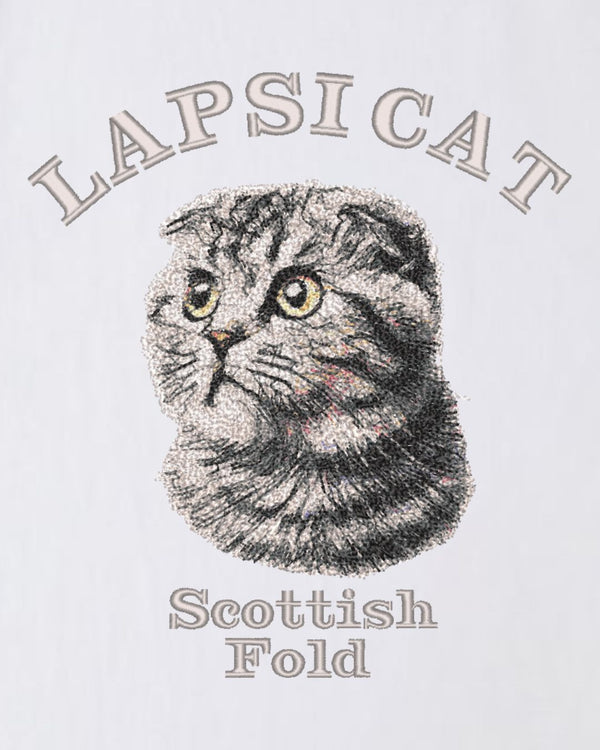 スコティッシュフォールド ミディアム フェイス&サークルロゴ 刺繍 ロンＴ