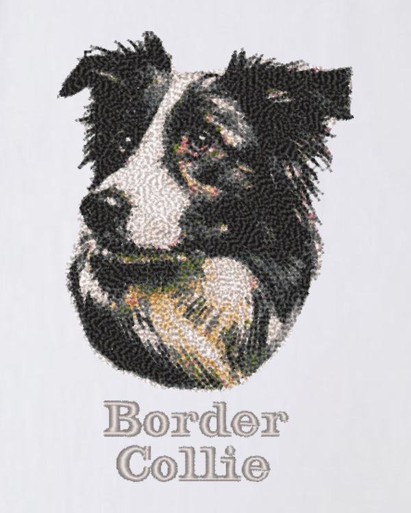 ボーダーコリー フェイス&ロゴ 刺繍 ロンT