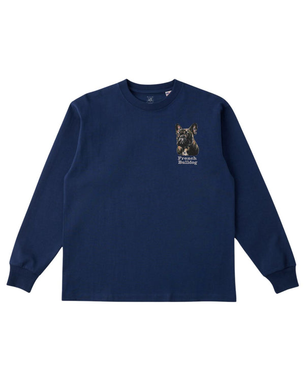 フレンチブルドッグ フェイス&ロゴ 刺繍 ロンT