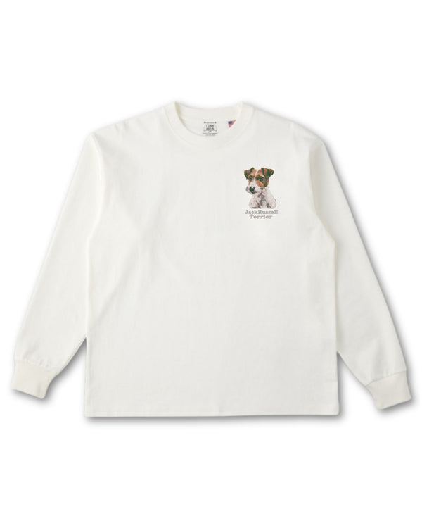 ジャックラッセルテリア フェイス&ロゴ 刺繍 ロンT