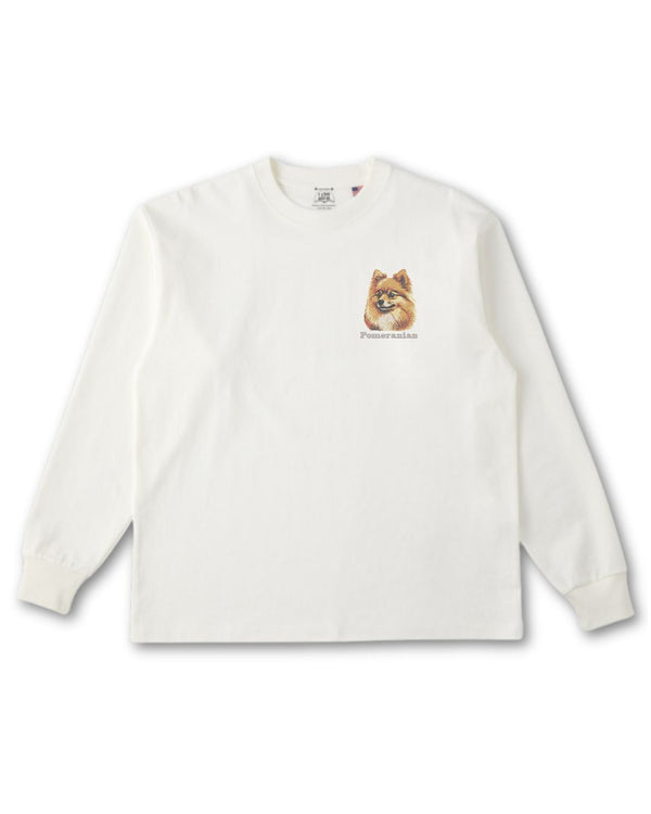 ポメラニアン フェイス&ロゴ 刺繍 ロンT