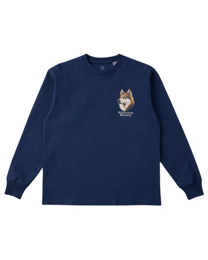 シベリアンハスキー フェイス&ロゴ 刺繍 ロンT