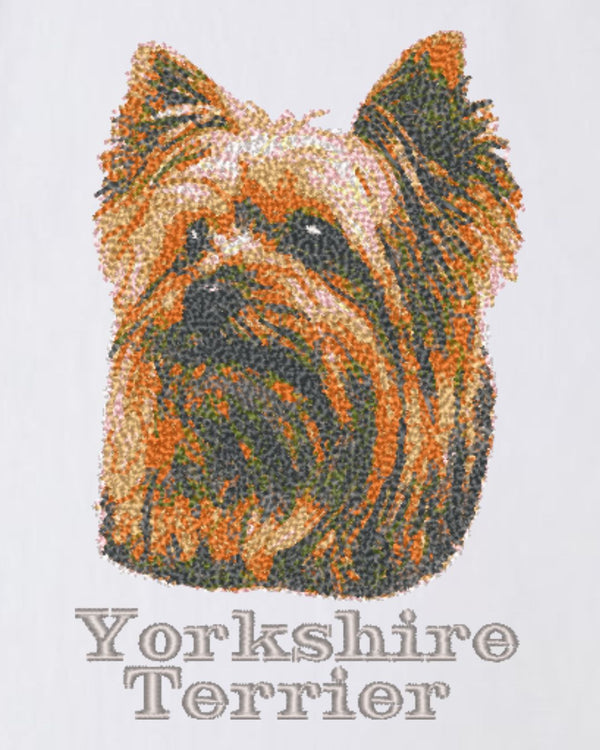 ヨークシャーテリア フェイス&ロゴ 刺繍 ロンT