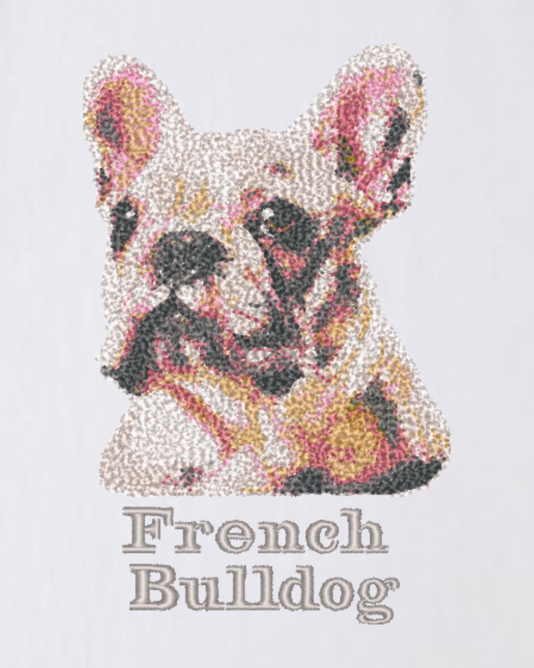 フレンチブルドック フェイス&ロゴ 刺繍 Tシャツ