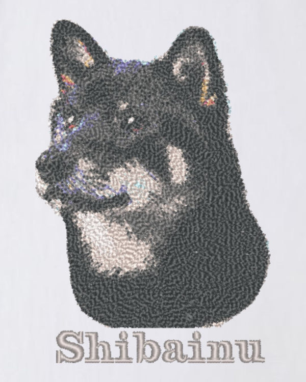 柴犬 フェイス&ロゴ 刺繍 Tシャツ