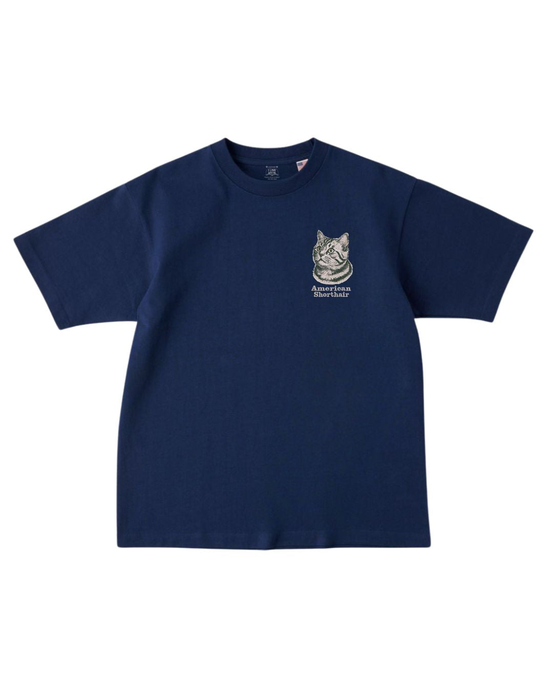アメリカンショートヘア フェイス&ロゴ 刺繍 Tシャツ