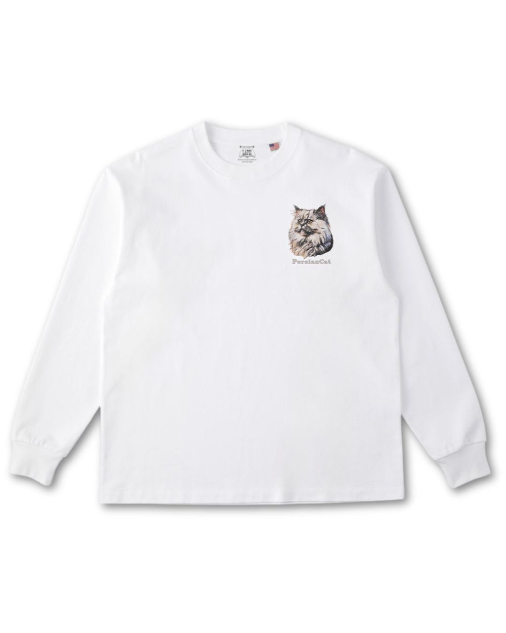 ペルシャ猫 フェイス&ロゴ 刺繍 ロンＴ