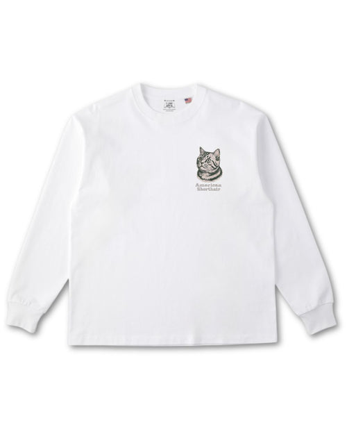アメリカンショートヘア フェイス&ロゴ 刺繍 ロンＴ