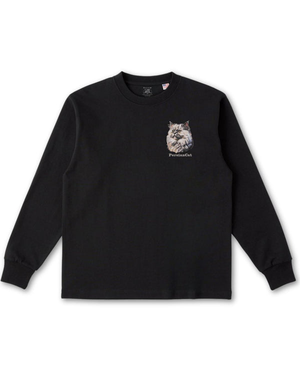 ペルシャ猫 フェイス&ロゴ 刺繍 ロンＴ