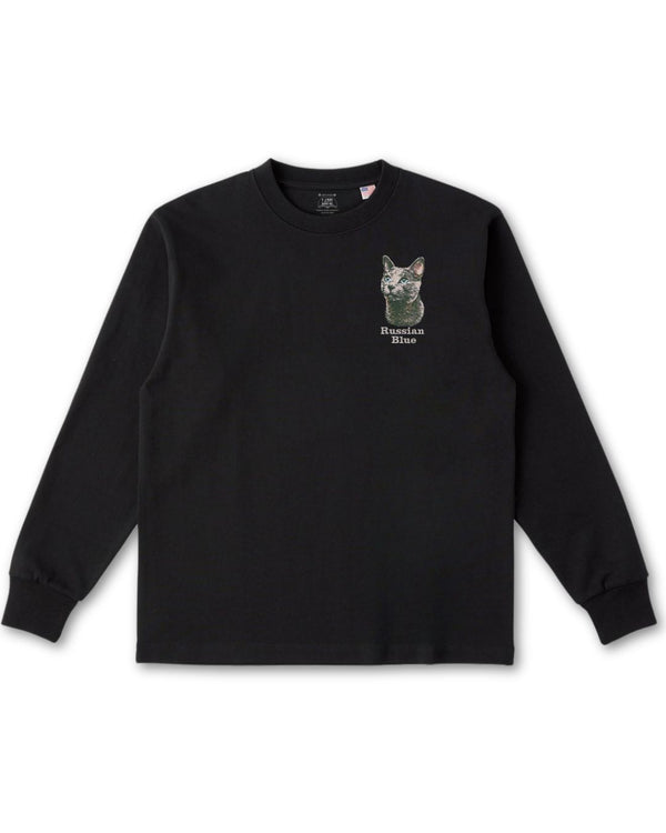 ロシアンブルー フェイス&ロゴ 刺繍 ロンＴ