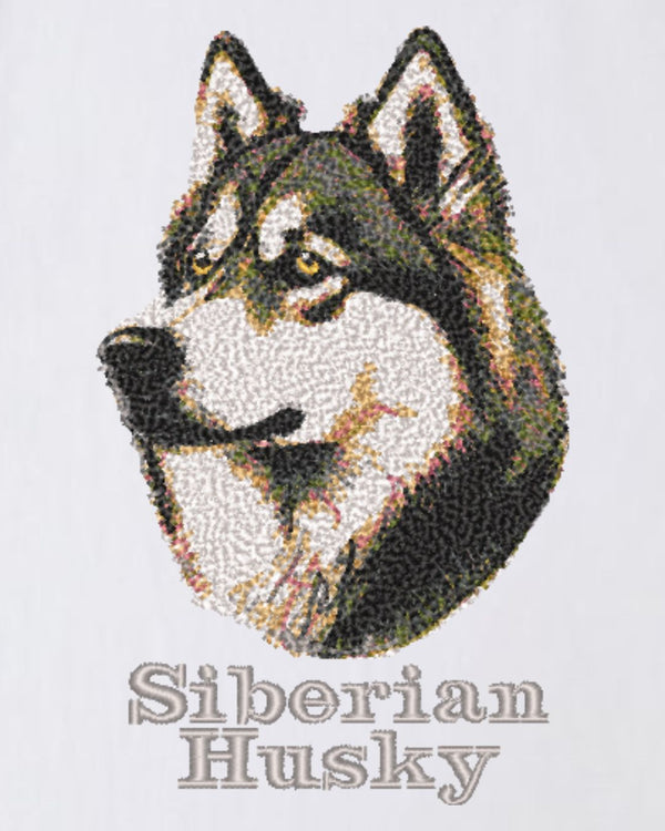 シベリアンハスキー フェイス&ロゴ 刺繍 ロンT