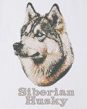 シベリアンハスキー フェイス&ロゴ 刺繍 Tシャツ