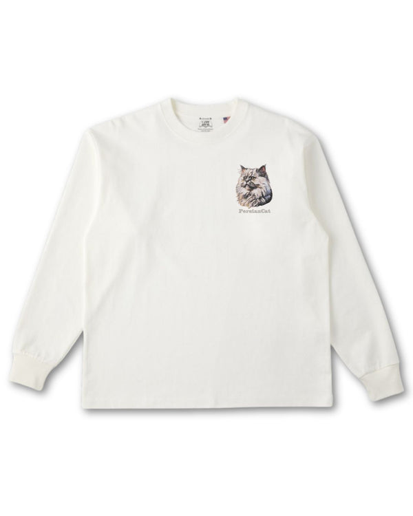 ペルシャ猫 フェイス&ロゴ 刺繍 ロンＴ