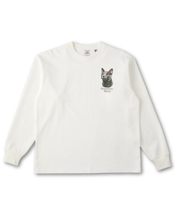 ロシアンブルー フェイス&ロゴ 刺繍 ロンＴ