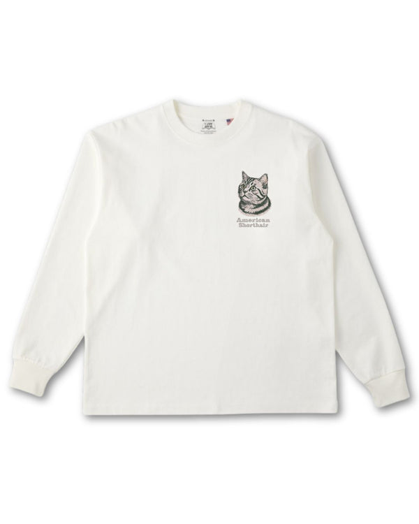 アメリカンショートヘア フェイス&ロゴ 刺繍 ロンＴ