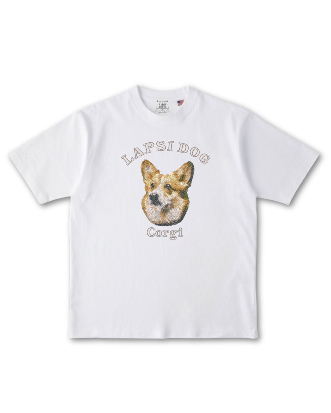 コーギー ミディアム フェイス&サークルロゴ 刺繍 Tシャツ