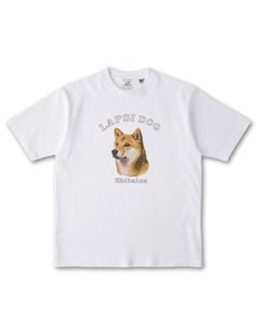 柴犬 ミディアム フェイス&サークルロゴ 刺繍 Tシャツ
