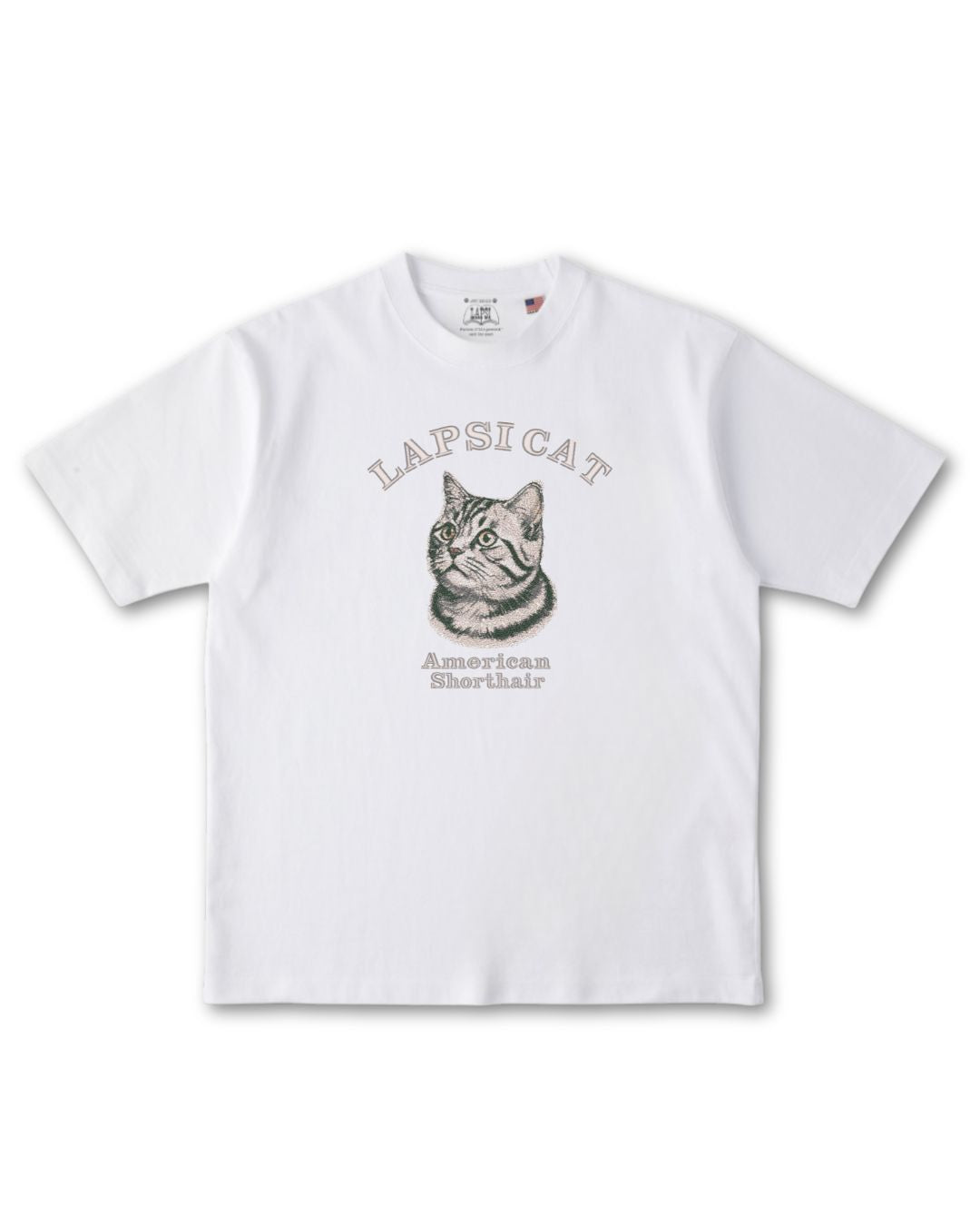 アメリカンショートヘア ミディアム フェイス&サークルロゴ 刺繍 Tシャツ