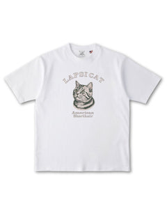 アメリカンショートヘア ミディアム フェイス&サークルロゴ 刺繍 Tシャツ