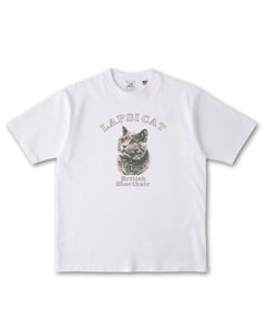 ブリッティッシュショートヘア ミディアム フェイス&サークルロゴ 刺繍 Tシャツ