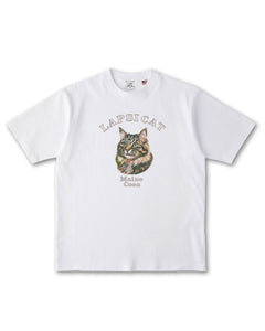 メインクーン ミディアム フェイス&サークルロゴ 刺繍 Tシャツ