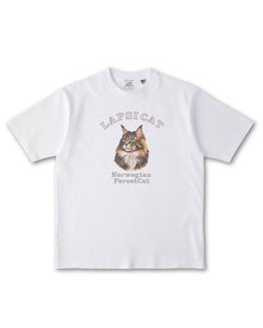 ノルウェージャンフォレストキャット ミディアム フェイス&サークルロゴ 刺繍 Tシャツ