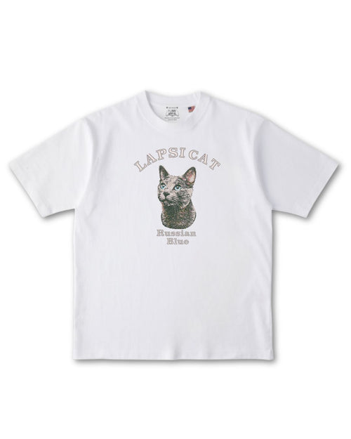 ロシアンブルー ミディアム フェイス&サークルロゴ 刺繍 Tシャツ