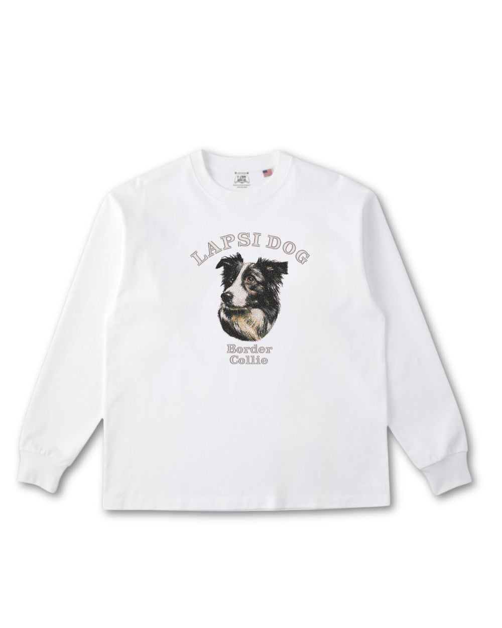 ボーダーコリー ミディアム フェイス&サークルロゴ 刺繍 ロンT