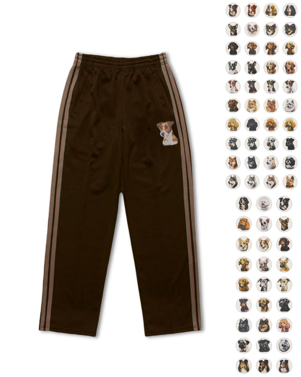 【選べる犬種】フェイスドッグ刺繍 トラックパンツ