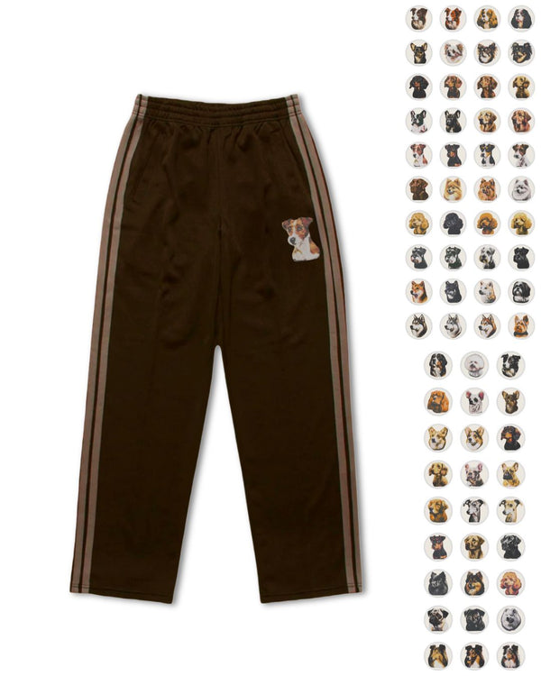 【選べる犬種】フェイスドッグ刺繍 トラックパンツ