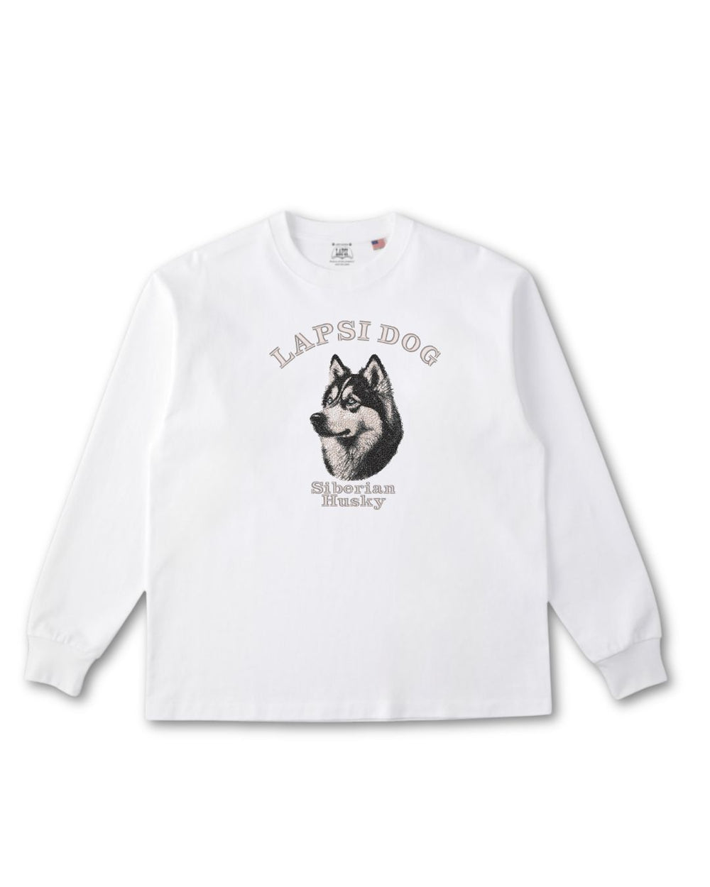 シベリアンハスキー ミディアム フェイス&サークルロゴ 刺繍 ロンT