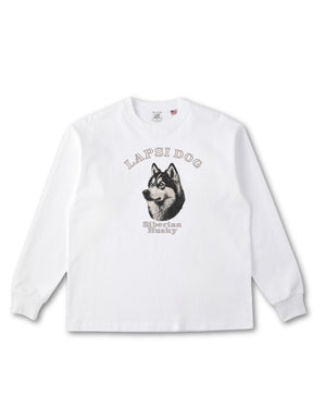 シベリアンハスキー ミディアム フェイス&サークルロゴ 刺繍 ロンT