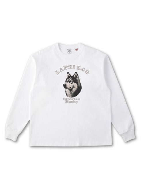シベリアンハスキー ミディアム フェイス&サークルロゴ 刺繍 ロンT