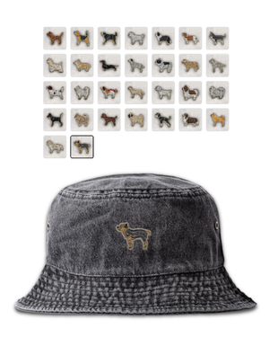 【選べる犬種】サイドドッグ刺繍 ガーメント バケットハット
