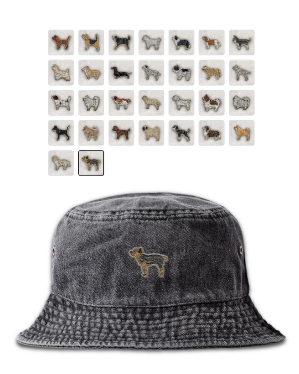 【選べる犬種】サイドドッグ刺繍 ガーメント バケットハット