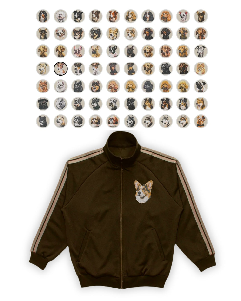 【選べる犬種】フェイスドッグ刺繍 トラックジャケット