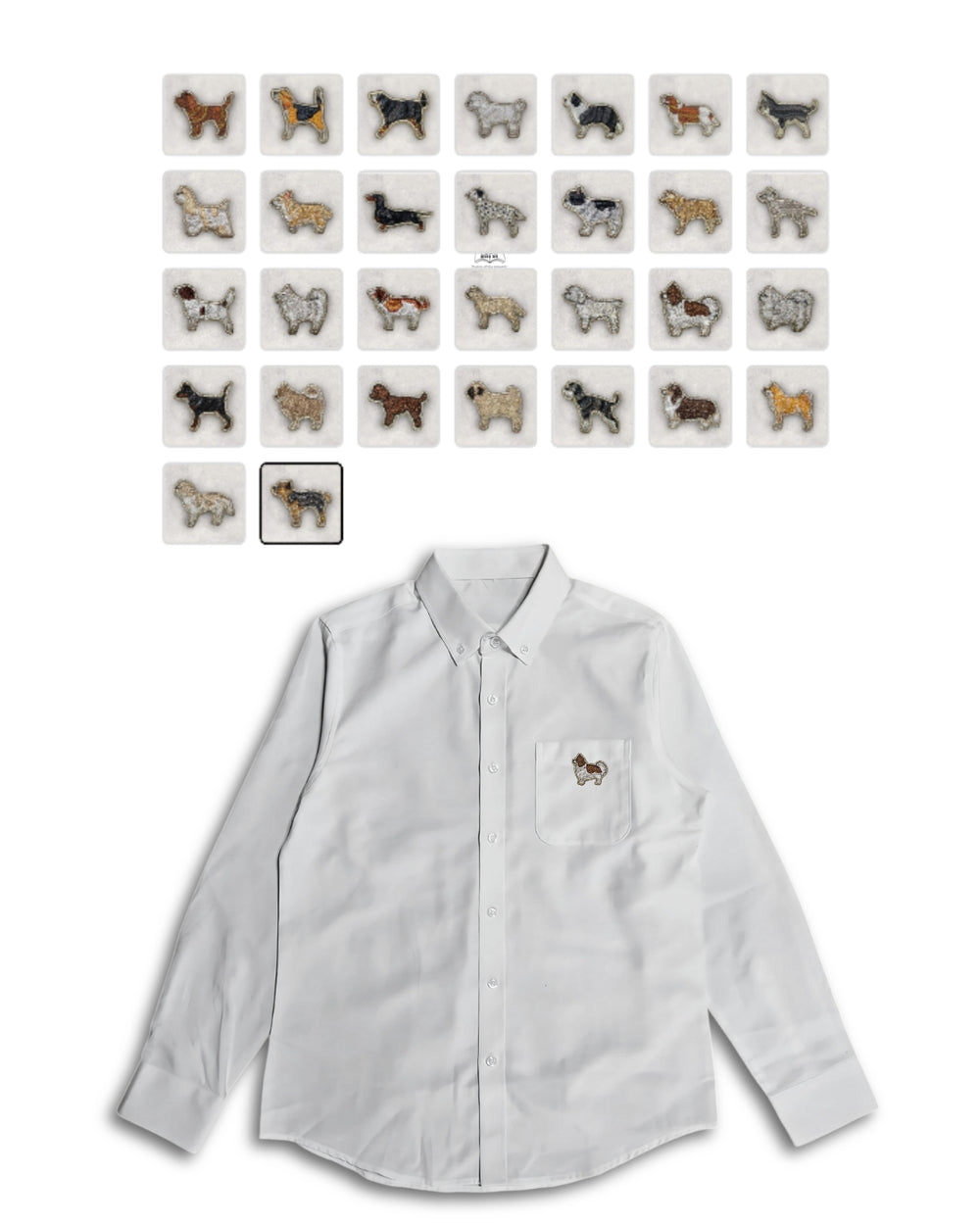【選べる犬種】サイドドッグ刺繍 オックスフォードシャツ