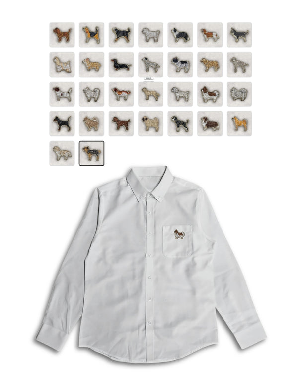 【選べる犬種】サイドドッグ刺繍 オックスフォードシャツ