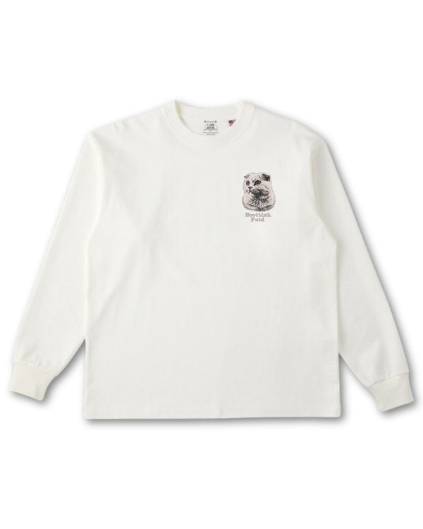 スコティッシュフォールド フェイス&ロゴ 刺繍 ロンＴ