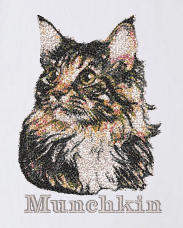 マンチカン フェイス&ロゴ 刺繍 Tシャツ